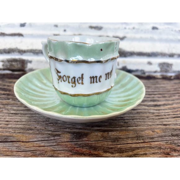 Antique German Porcelain Forget me not Demitasse Cup and Saucer - Picture 2 of 10
